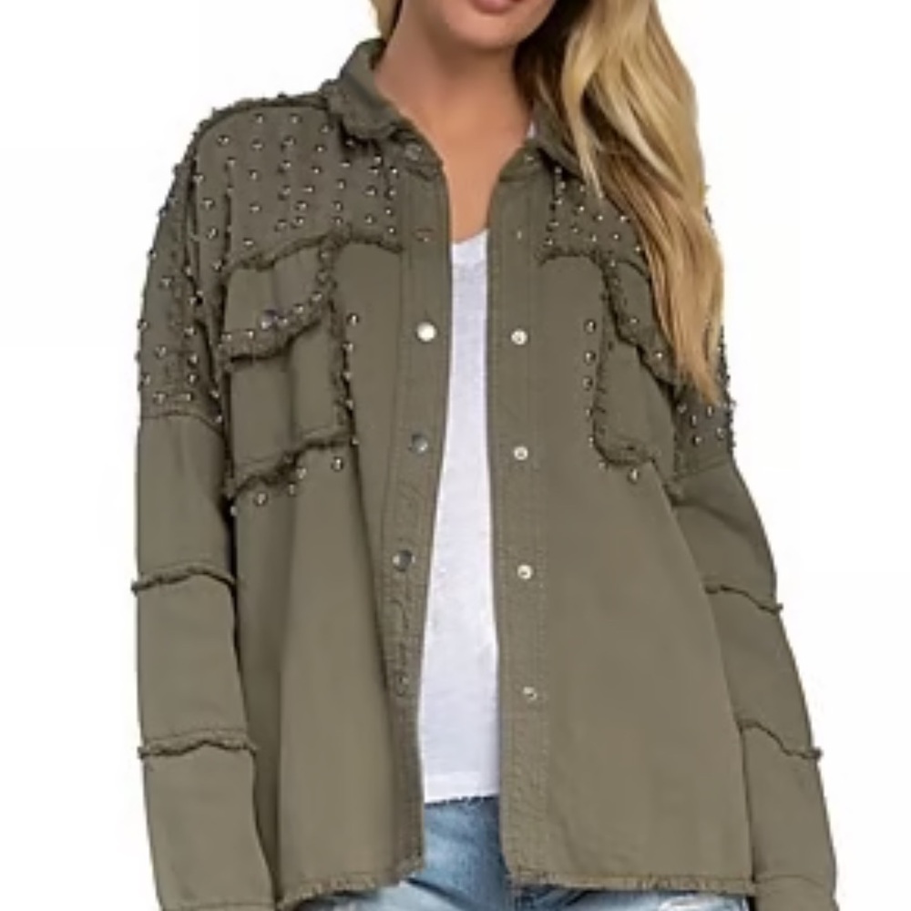 Elan Olive Studded Jacket